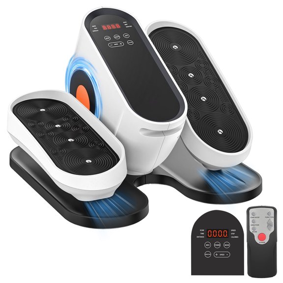 BAOKALER Under Desk Elliptical Machine, Fully Assembled Portable Leg Exerciser for Seniors and Adults, Quiet Electric Seated Pedal System with Remote Control and Non-Slip Straps