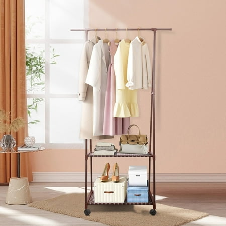 BAOKALER Durable Clothes Rack Clothing Storage, Brown