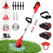 BAOKALER Electric String Trimmer Cordless, 21V Cordless Weed Eaters Wacker, Grass Cutter with Auto Line Feed, 3-in-1 Electric Lawn Mower Grass Trimmer&Edger Lawn Tool
