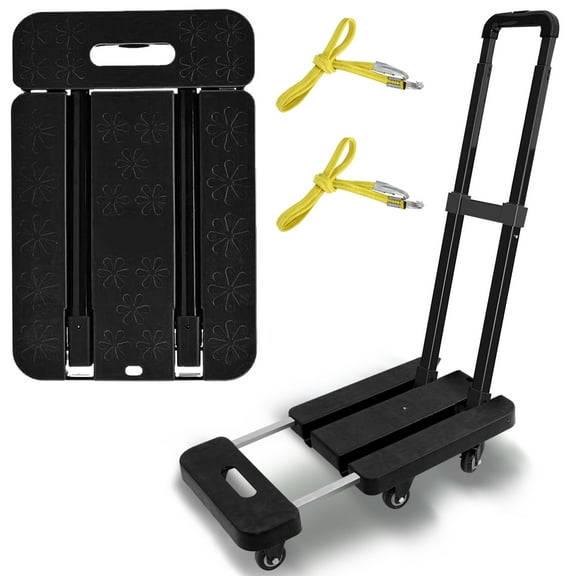BAOKALER Folding Hand Truck, 500 lbs Capacity Heavy Duty Dolly Cart Foldable Platform, Black