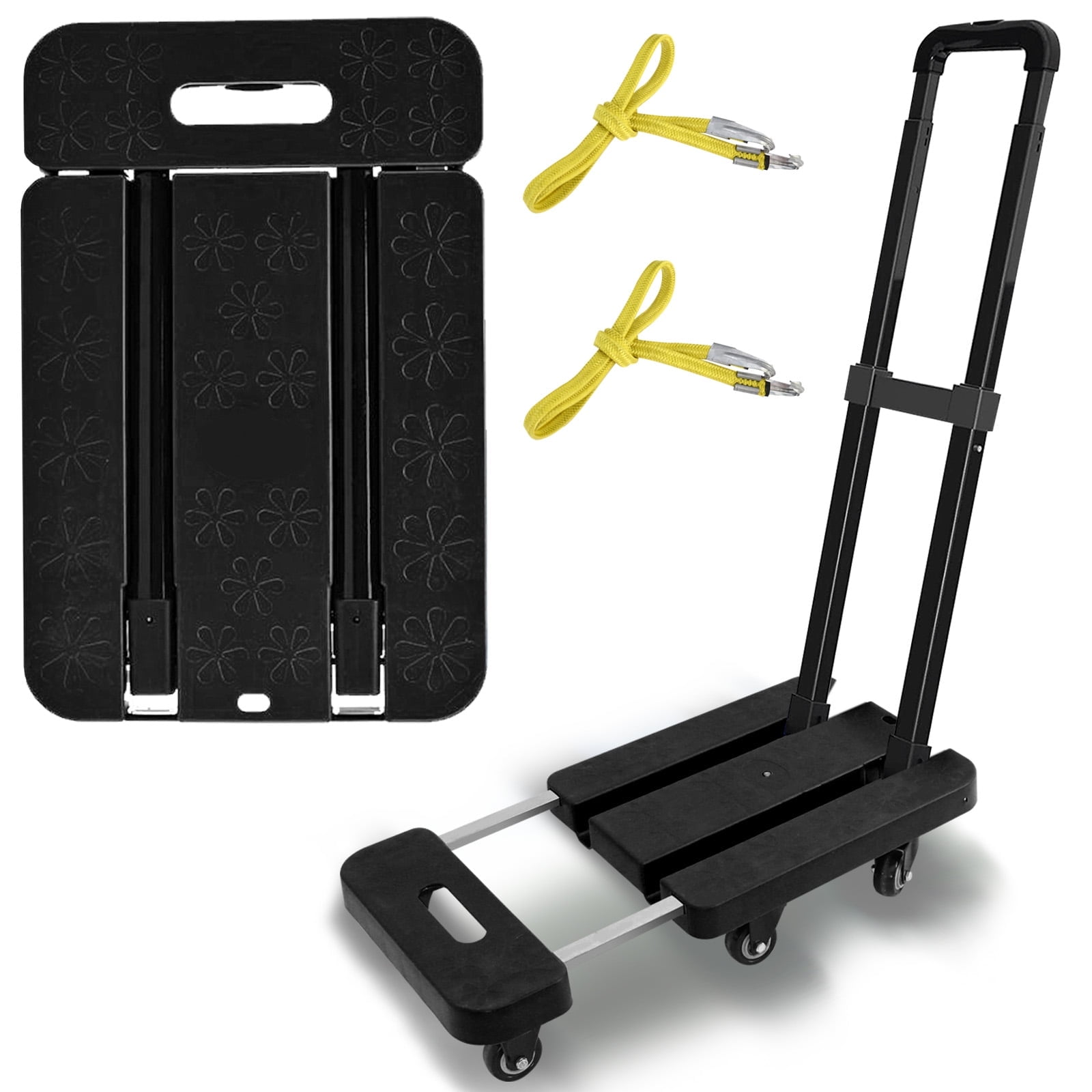 BAOKALER Folding Hand Truck, 500 lbs Capacity Heavy Duty Dolly Cart Foldable Platform, Black