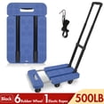 thumbnail image 1 of BAOKALER Folding Hand Truck, Heavy Duty Dolly Cart, Push Dolly Cart Foldable Platform with 6 Wheels, Blue, 1 of 11