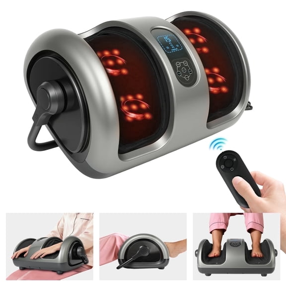 BAOKALER Shiatsu Foot Massager with Heat, Deep Kneading Foot and Calf Massager with Adjustable Warmth, Relaxing Foot Massager for Ankle & Leg Care, Ideal Gift for Family and Friends, Black
