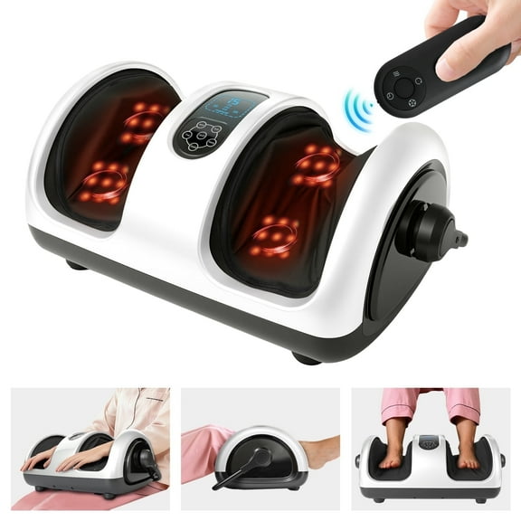 BAOKALER Shiatsu Foot Massager with Heat & Deep Kneading Therapy, Full Leg/Calf/Ankle Massager with Soothing Warmth, Ideal for Family and Friends, White