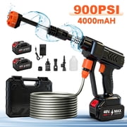 Cordless Pressure Washer, 900PSI Portable Power Washer with 2PCS 4.0Ah Batteries, High Power Handheld Washer with 6-in-1 Adjustable Nozzle for Car, Garden, Home
