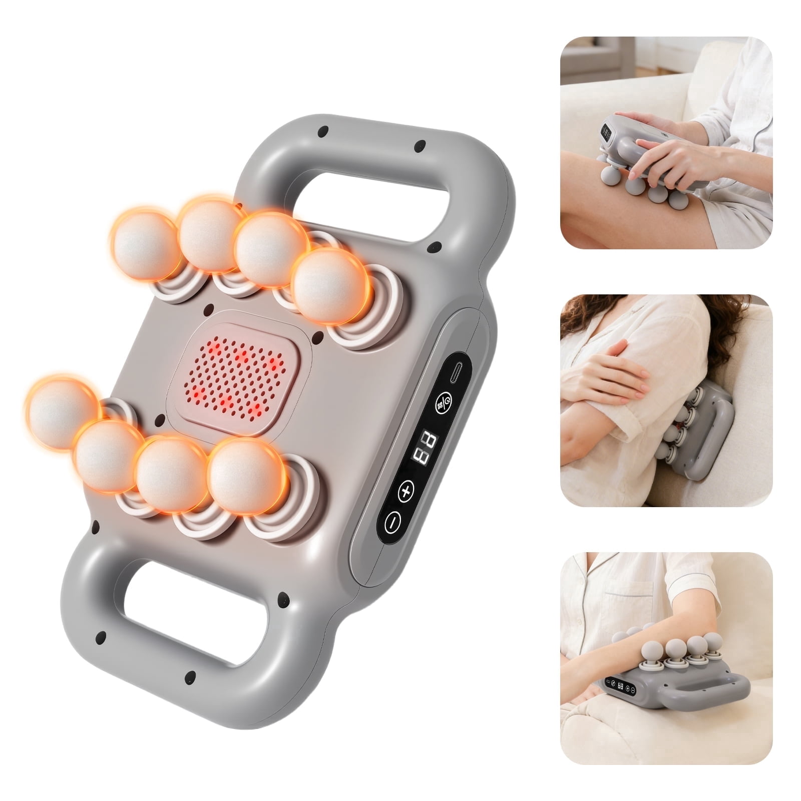 BAOKALER Massage Gun, 8 Head Massage Gun Deep Tissue 6 Speeds Percussion Muscle Massager 1200mAh Battery Type-C Charging Super Quiet Massage Gun, Neck Massager for Pain Relief for Men & Women