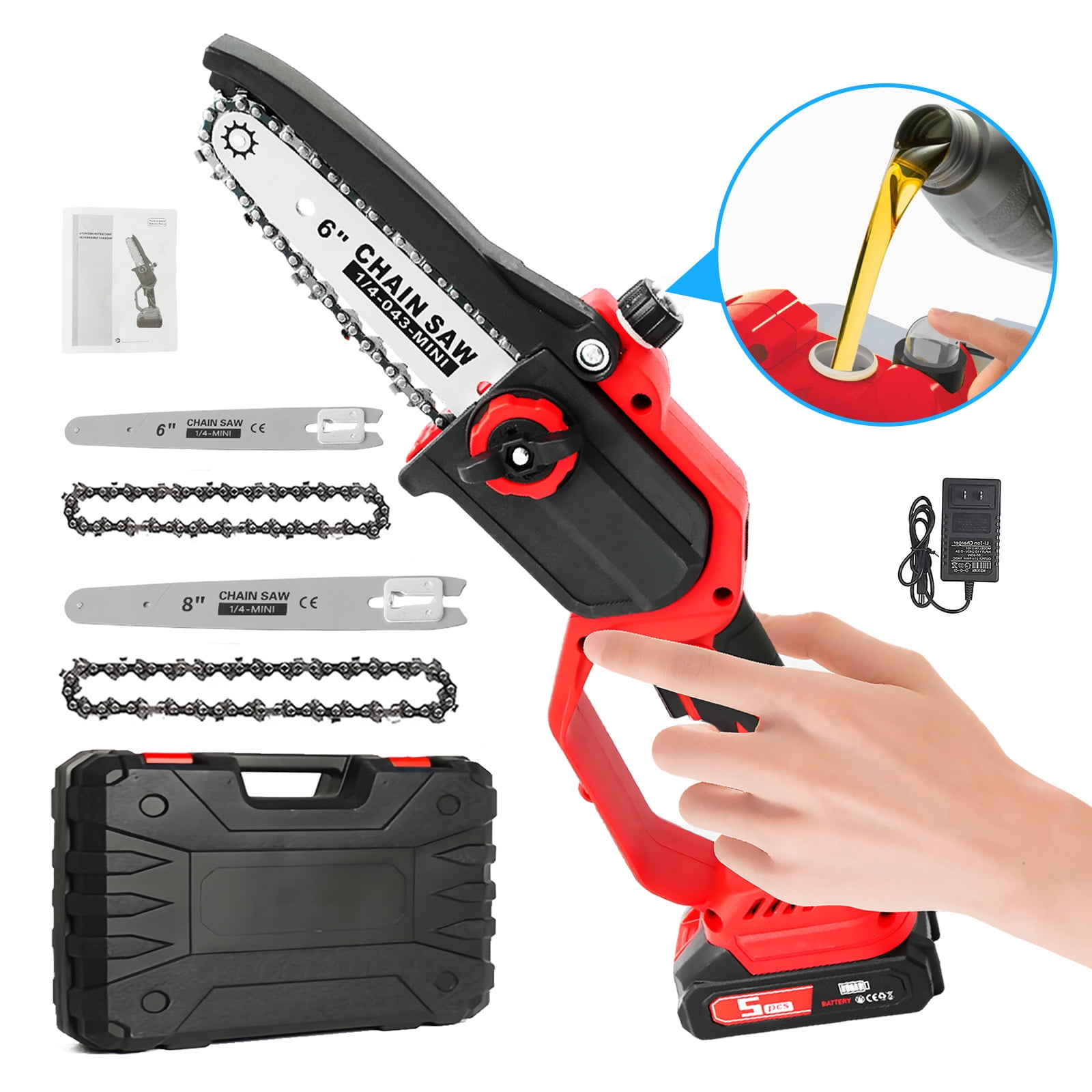 BAOKALER Mini Chainsaw Cordless，High-Speed Brushless Electric