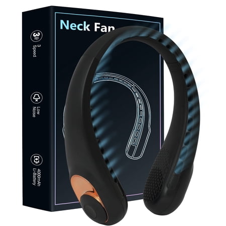 BAOKALER Neck Fan, Portable Personal Fan with 3 Adjustable Speeds 360° Cooling, 4000mAh Battery Operated USB-C Hands-Free Fan, Ultra-Quiet Neck Fan for Indoor & Outdoor Black