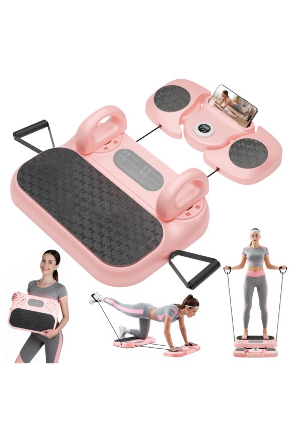 Pilates Ab Board 6-in-1 Multifunctional with Smart LED Digital Display, Portable Home Gym Equipment for Core & Full Body Workout, 550 lbs Capacity, Lightweight Pink Fitness Board