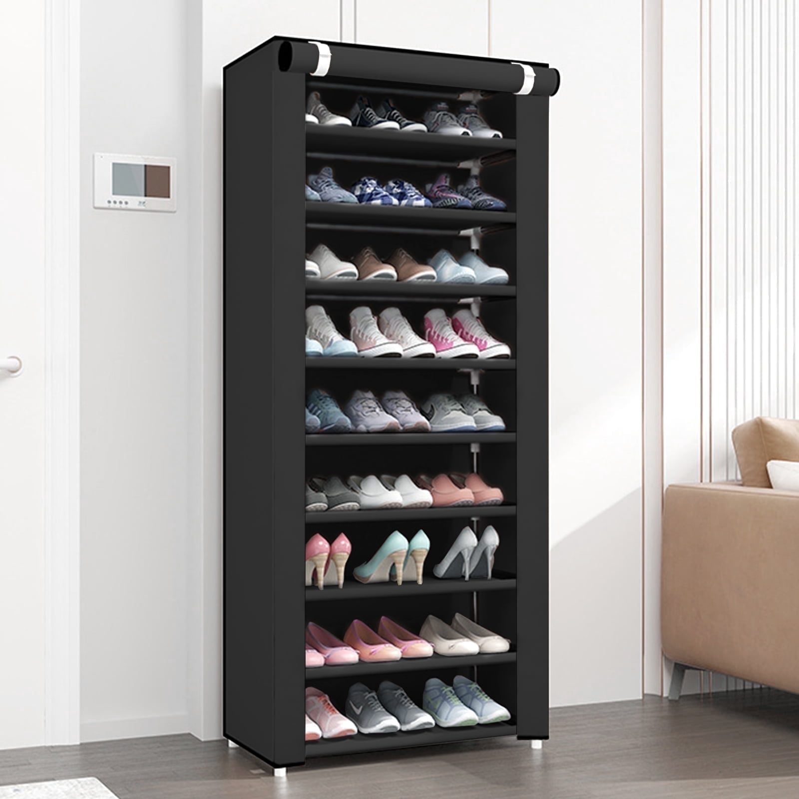 BAOKALER 10-Tier Shoe Rack Organizer for Entryway, 27 Pairs Capacity Shoe Storage Shelf, 62.99*23.62*15.7 inch, Black