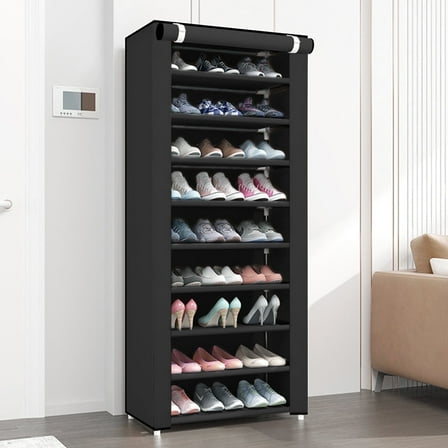 BAOKALER 10-Tier Shoe Rack Organizer for Entryway, 27 Pairs Capacity Shoe Storage Shelf, 62.99*23.62*15.7 inch, Black