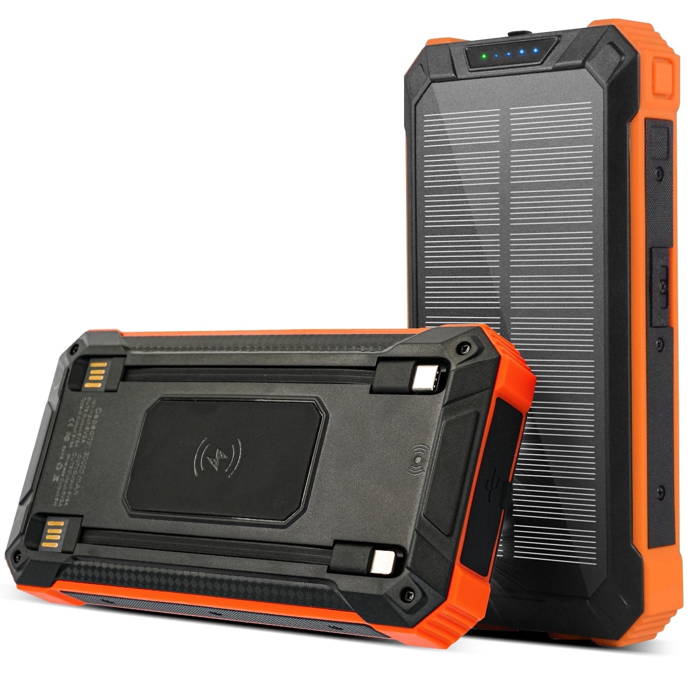 BAOKALER 30000mAh Solar Charger for Cell Phone iPhone, Portable Solar Power Bank with Dual 5V USB Ports, 2 LED Light Flashlight, Compass Battery Pack for Outdoor Camping Hiking(Black)