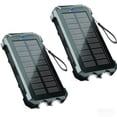 thumbnail image 1 of BAOKALER Solar Power Bank, Portable Charger, 20000mAh Solar Charger with LED Flashlight, IP65 Waterproof External Backup Battery Pack Perfect for Camping, Outdoor Activities（Black-2PK）, 1 of 9