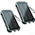 thumbnail image 1 of BAOKALER Solar Power Bank, Portable Charger, 20000mAh Solar Charger with LED Flashlight, IP65 Waterproof External Backup Battery Pack Perfect for Camping, Outdoor Activities（Black-2PK）, 1 of 9
