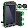 thumbnail image 1 of BAOKALER Solar Power Bank, Portable Charger, 20000mAh Solar Charger with LED Flashlight, IP65 Waterproof External Backup Battery Pack Perfect for Camping, Outdoor Activities（Green）, 1 of 8
