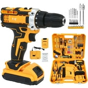 BAOKALER Tool Set with 21V Cordless Drill, 3/8" Electric Drill Set with 2*3.0Ah Batteries and Charger for DIY Screwdriver, 120 PCS, Yellow