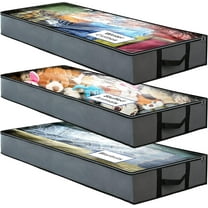 BAOKALER Underbed Storage Bag Adult Reinforced with Dual Handles, Gray, 3 Count, 3 Pack