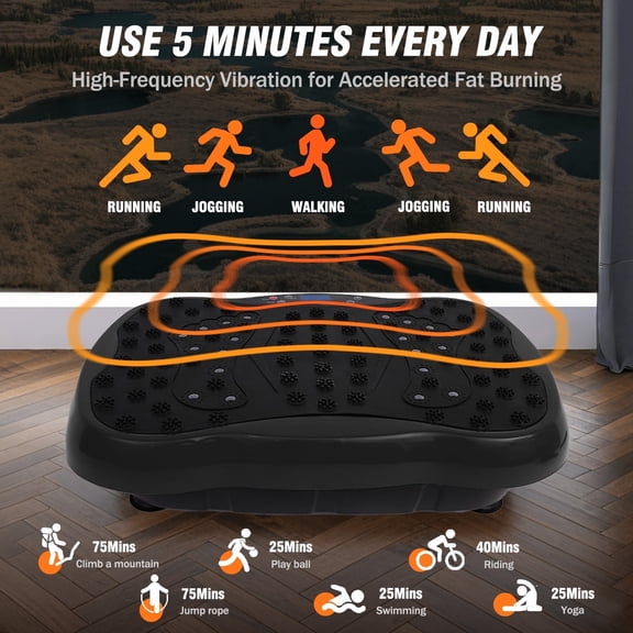 CATGOOD Vibration Plate Exercise Machine, Full Body Vibration Platform with 2 Loops & 5 Resistance Bands for Wellness and Fitness, Blue