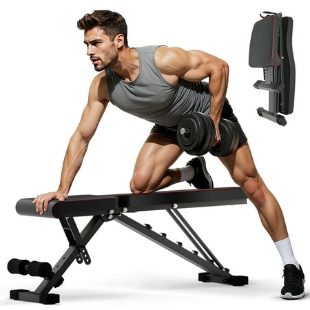 BAOKALER Weight Bench, Incline Bench Press for Full Body, 72 Training Angles Adjustable, 990 LBS Capacity & Foldable Design for Home Gym
