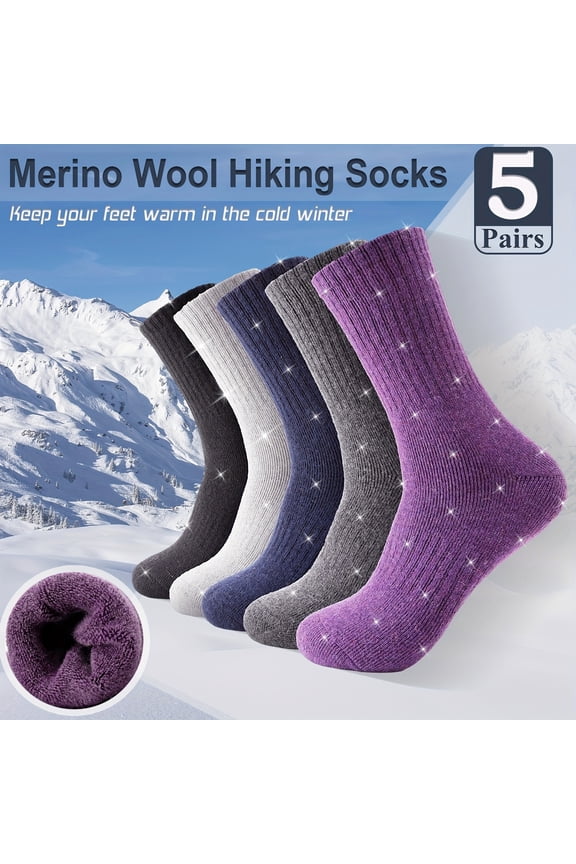 Premium 5-Pack Thermal Hiking Socks - Heavyweight Winter Socks for Men & Women, Extreme Cold Weather Protection for Hiking, Skiing, Cycling & Outdoor Sports