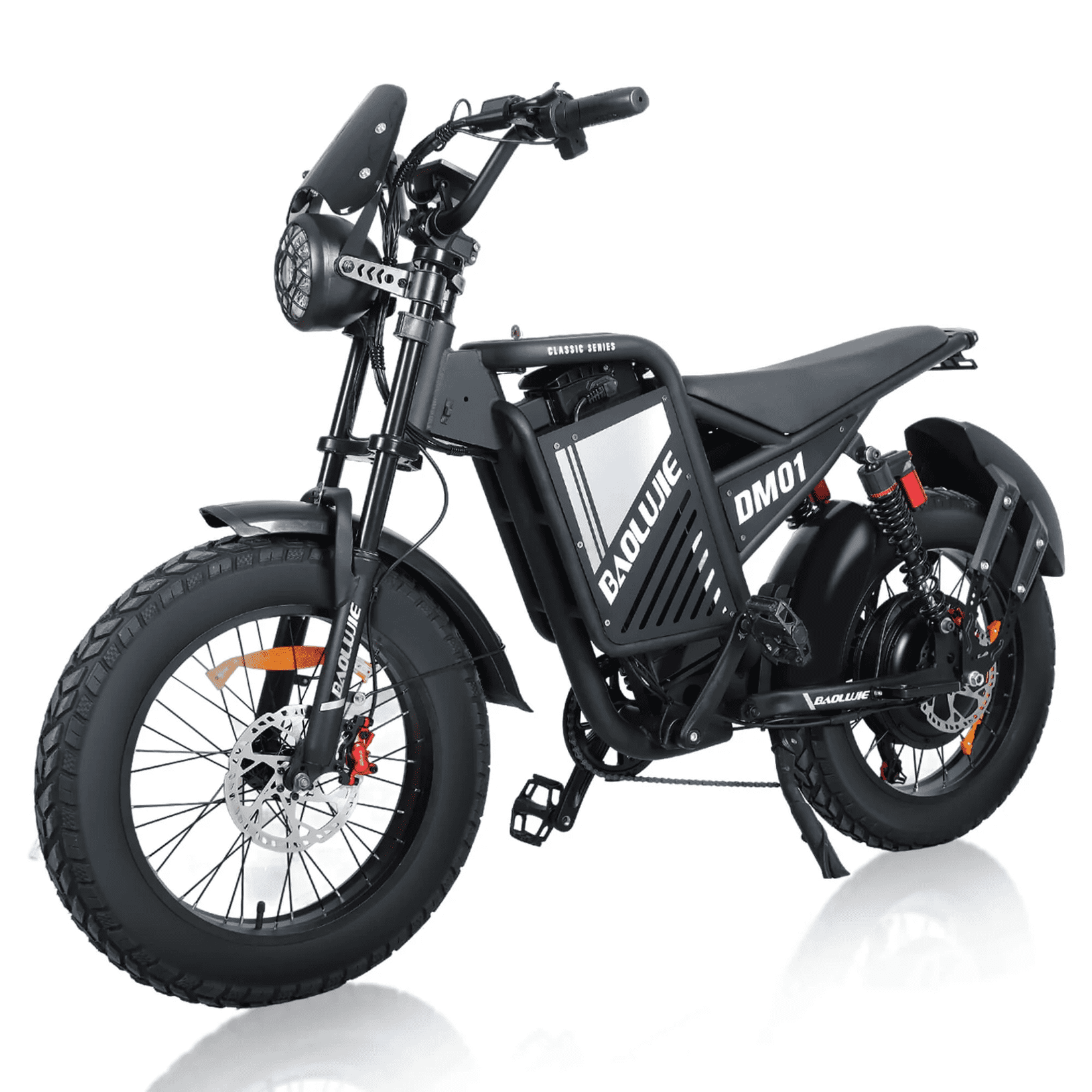 BAOLUJIE DM01 Electric Dirt Bike for Adults - 60V 30Ah Battery, Peak 3000W Motor, 53 MPH, 20" x 4.0" Fat Tires, Full Suspension, Hydraulic Brakes, Urban Commuter EBike, UL2849