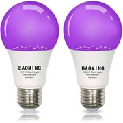 BAOMING 12Watt Blacklight Bulb A19 LED,UVA 395-400nm,Glow in Dark,2 Packs
