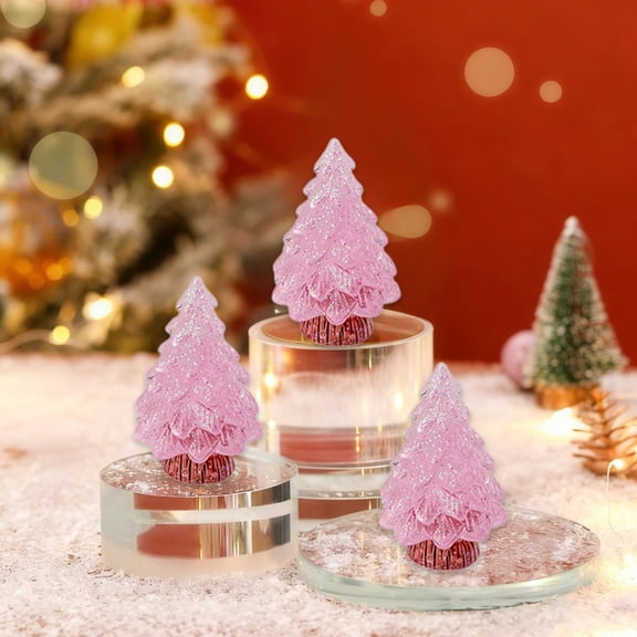 BAOPAI 1.5x0.94x0.94in Luminous Resin Mini Tree Multi-color Realistic Pine Decor Enduring Festive Ornament for Home Office Desk Display