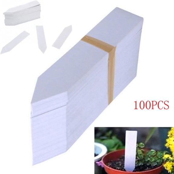 BAOPAI 100 Pcs Reusable Plastic Garden Plant Labels Stake Tags for Nursery Easy to Write with Markers or Pencils Keep Track of Plants