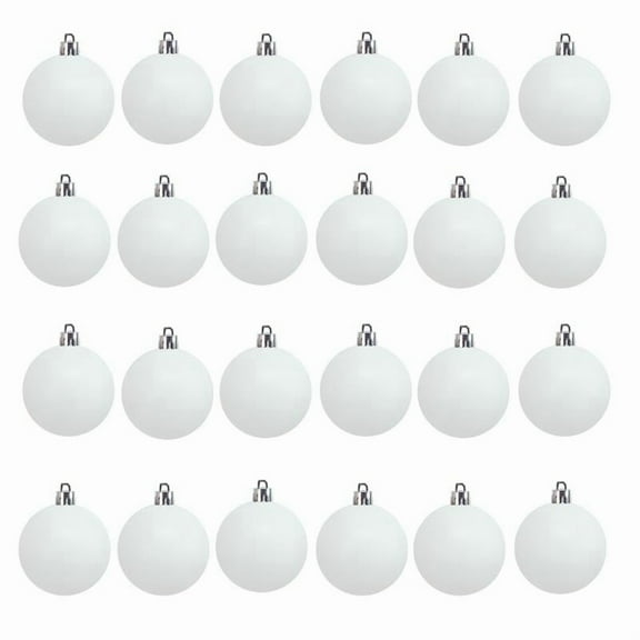 BAOPAI 10ml 24 Pcs Christmas Ball Ornaments Blank White Ball Ornaments For DIY Art Christmas Tree Decoration Shatterproof For Xmas Party Favors Supplies Prese