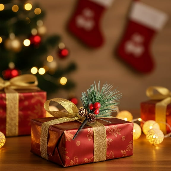 BAOPAI 10pcs Artificial Christmas Branches Set 2.36x3.94 Inches Multicolor Shatterproof Pinecones Snowflakes Enduring Realistic Design Flexible Holiday Decor for Indoor Outdoor Home Festive Display