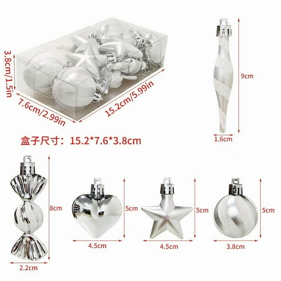 BAOPAI 13pcs Christmas Ball Decoration Gift Box Set Multiple Small Painted Pendants Christmas Tree Gift Accessories Party Supplies