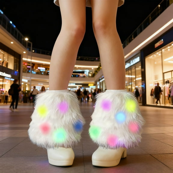 BAOPAI 15.75in White Acrylic LED Light Up Boot Covers With Twinkling Lights For Christmas Parties Winter Festivals And Holiday Celebrations