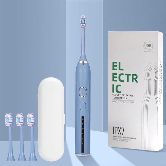 BAOPAI 15-Speed Adult Electric Toothbrush Soft Bristle USB Rechargeable Long Battery Life with 6 Brush Heads for Home Travel