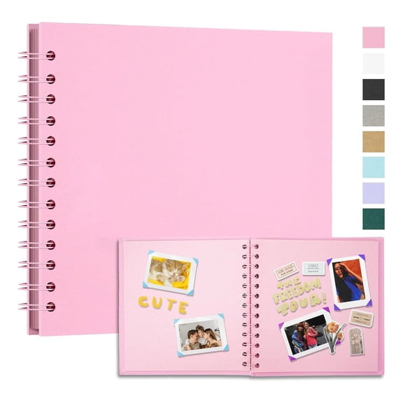 BAOPAI 17.5x17.5 Inches DIY Scrapbook Photo Album 40 Pages Loose Leaf Memory Book with Rotatable Sheets Enduring Hard Cover for Wedding Anniversary Travel Memory Keepsake Home Decoration Gift