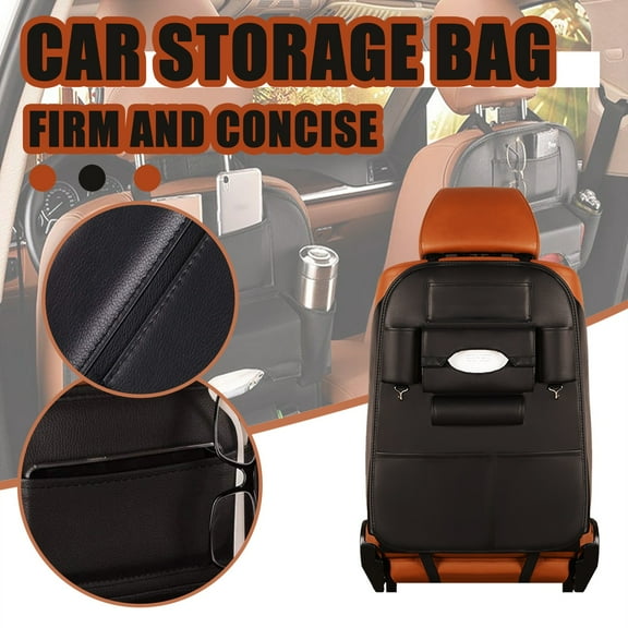 BAOPAI 2 Pack Car Seat Back Organizer Leather Material Easy Installation Extra Storage For Auto Travel Accessories