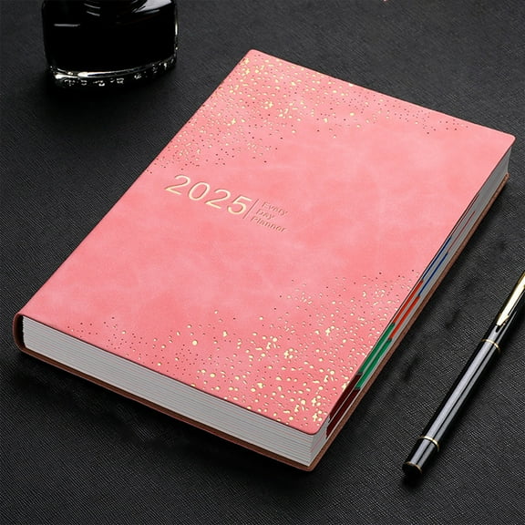 BAOPAI 2025 A5 Daily Planner with Date Notes - Sturdy Faux Leather Cover Personal Schedule Organizer Notebook, 204 Sheets, 8.46x5.83x0.79 Inches for Home Office Use
