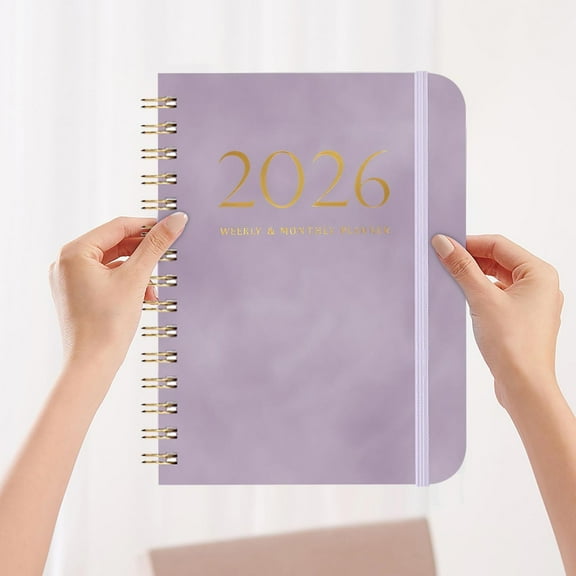 BAOPAI 2025 Schedule Book A5 Plan Book with Leather Strap and Self-Discipline Card, Coil Notebook for Custom Printing and Portable Use by Students and Professionals