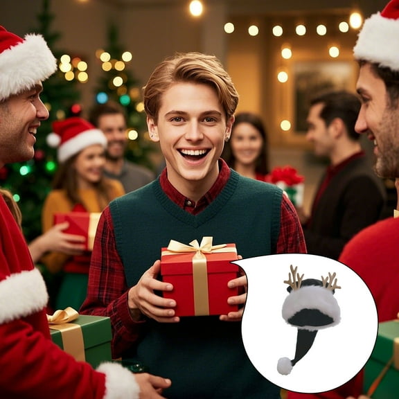 BAOPAI 29.53x11.81in Soft Warm Hat Polyester Red Black Enduring Festive Accessory Comfortable Design for Holiday Parties Home Decorations