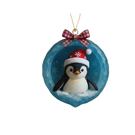 BAOPAI 3.15 Inch Ice Crystal Cave Ornaments 2D Acrylic Winter Forest Animals with Snowflake Accents Dimensional Design for Holiday Decor and Family Gatherings