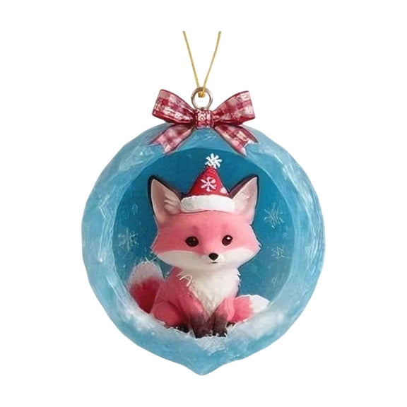 BAOPAI 3.15 Inch Ice Crystal Cave Ornaments 2D Acrylic Winter Forest Animals with Snowflake Accents Dimensional Design for Christmas Holiday Decor and Family Gatherings