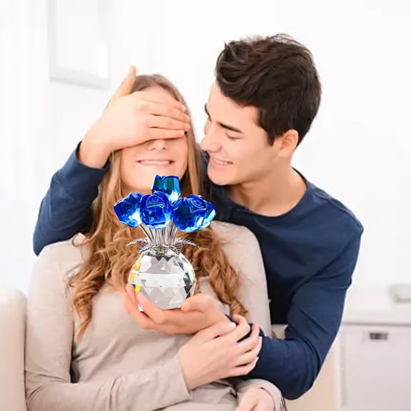 BAOPAI 3.27 Inch Roses Crystal Ornaments Glass Crafted Elegant Home Office Car Decoration Gift 0.97 LB for Anniversary Wedding Birthday