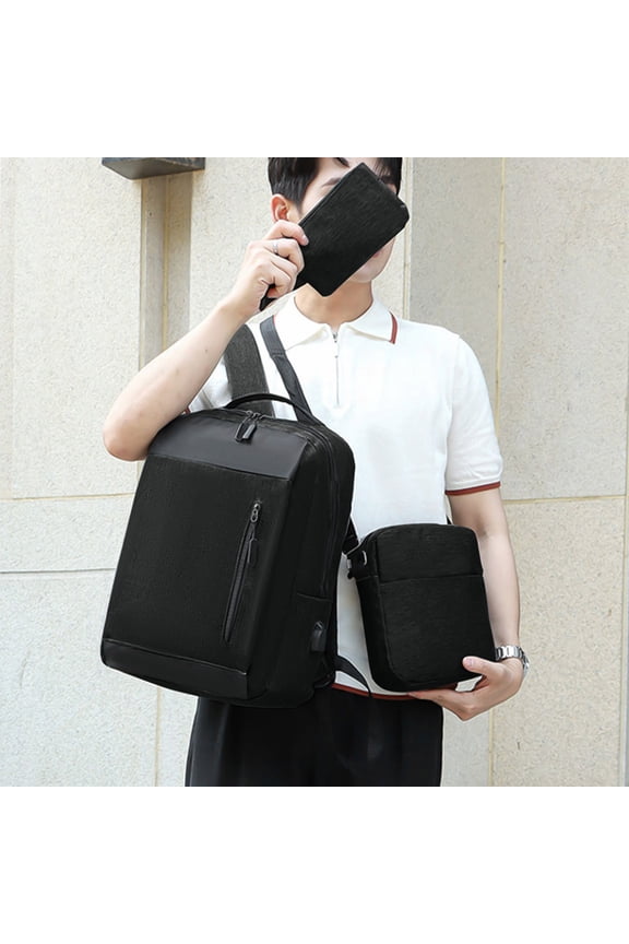 3-Piece Travel Backpack Set With Laptop Compartment Crossbody Bag And Coin Purse For Business Carry On