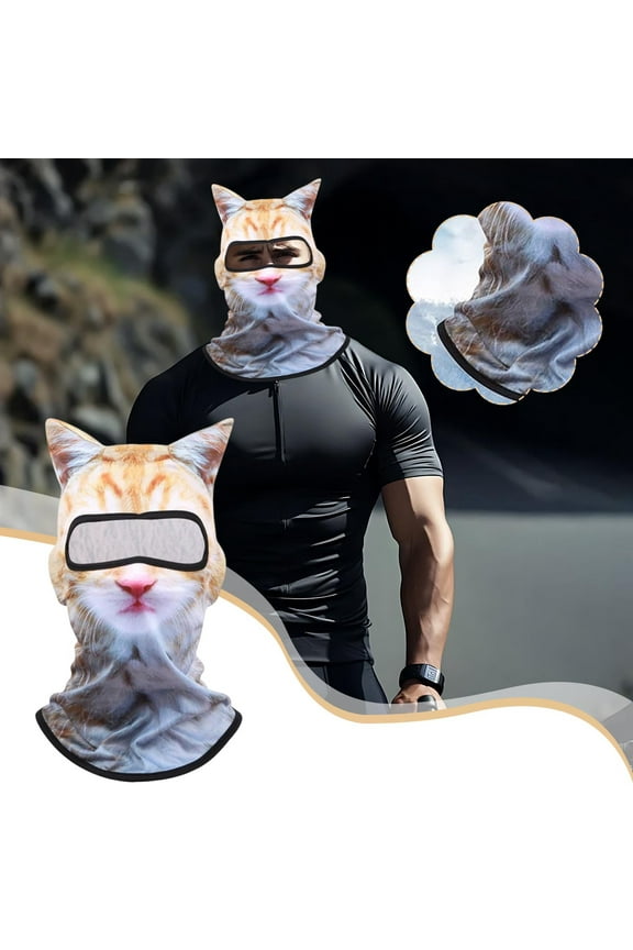 3D Animal Pattern Face Mask with Ears for Outdoor Activities Sun Protection Windproof Breathable Balaclava Headmask