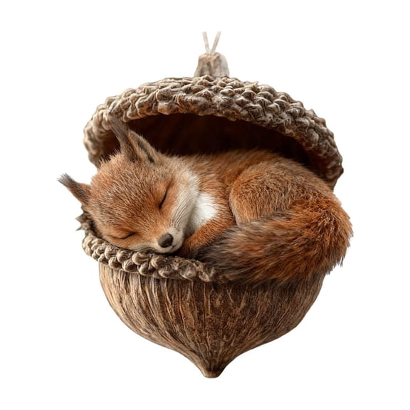 BAOPAI 4 Inches Forest Animal Acorn Ornaments Handcrafted Natural Tones Realistic Details for Home Decorations