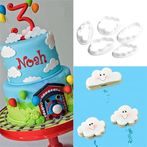 BAOPAI 5Pcs Cloud Shape Cake Decorative Molds Food Grade Plastic Material BPA Free for Microwave Oven Baking Easy Release Multifunctional for Various Baked Goods