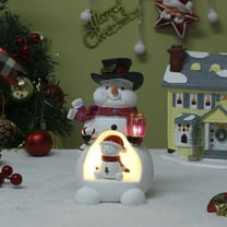 BAOPAI 6.5 Inch Resin Luminous Ornament Multicolor Glowing Snowman Figurine Festive Home Decor Bedroom Nightlight Holiday Decoration