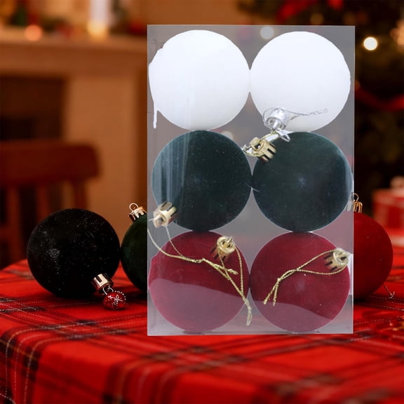 BAOPAI 6 Pcs 2.4 Inch Brown Flocked Balls Ornaments with Metal Hooks Holiday Tree Decoration for Home Festive Party