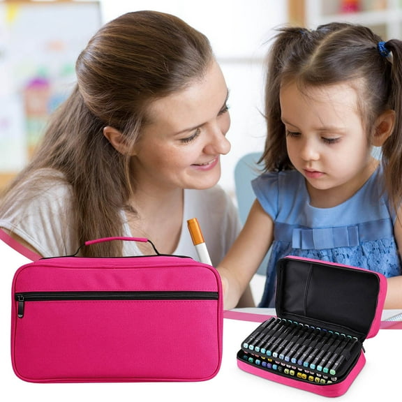 BAOPAI 60 Slots Marker Pen Organizer Case with Detachable Dividers and Carry Handle Large Capacity Storage Bag for Artists Sketching Drawing Supplies