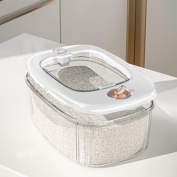 BAOPAI Airtight Rice Dispenser With Automatic Flip Lid And Measuring Cup For Kitchen Pantry Storage Of Cereal Grains Flour Rice Beans Pet Food
