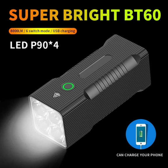 BAOPAI BT60 Mini LED Flashlight 8000 Lumens Super Bright Rechargeable Portable Searchlight with Power Bank Function